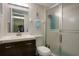 Clean bathroom, featuring a shower/tub combo and updated vanity at 3622 Lake Bayshore Dr # K302, Bradenton, FL 34205