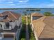 Aerial view of waterfront homes with walkway at 3904 Waypoint Ave, Osprey, FL 34229