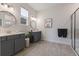 Elegant bathroom with double vanity and walk-in shower at 4697 Antrim Dr, Sarasota, FL 34240