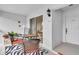 Small condo patio with table and chairs, zebra rug at 6807 Stone River Rd # 204, Bradenton, FL 34203