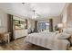 Guest bedroom with two twin beds, a dresser, and sliding doors to the pool area at 7408 Oak Run Ln, Sarasota, FL 34243