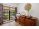 Home office with wood floors, window seat, and built-in cabinetry at 7408 Oak Run Ln, Sarasota, FL 34243