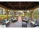 Comfortable gazebo with wicker furniture overlooking a pond at 425 30Th W Ave # C102, Bradenton, FL 34205