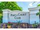 Community entrance sign for Port & Court Club, welcoming residents and guests at 5203 Lake Overlook Ave, Bradenton, FL 34208