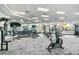Modern gym with various equipment and large windows at 6519 Rosehill Farm Run, Bradenton, FL 34211