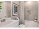 Bathroom with shower/tub combo and white vanity at 10522 Eclipse St, Sarasota, FL 34241