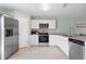 White cabinets, stainless steel appliances and granite countertops in this kitchen at 1379 E Price Blvd, North Port, FL 34288
