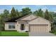 Single-story home with a two-car garage and landscaped lawn at 2655 Averland Loop, North Port, FL 34287