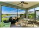 Enjoy the view from this screened porch overlooking a lake at 4716 Foxtail Dr, Parrish, FL 34219