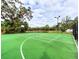 Full-size green basketball court with clear markings at 8303 Deerbrook Cir, Sarasota, FL 34238