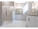 Updated bathroom with walk-in shower and double vanity at 96 Tall Trees Ct, Sarasota, FL 34232