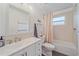 Clean bathroom with updated vanity, bathtub, and tile shower at 3712 62Nd E Ave, Bradenton, FL 34203