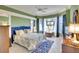 Spacious bedroom with blue accents and a window view overlooking exterior landscaping at 4837 88Th E St, Bradenton, FL 34211