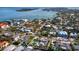 Wide aerial view of the home and neighborhood near the coast at 711 Russell St, Longboat Key, FL 34228