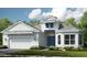Two-story home with a white exterior, blue door, and gray roof at 8144 Moonbeam Ave, Sarasota, FL 34241