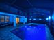 Enclosed pool and spa with lighting and seating area at 10916 Copperlefe Dr, Bradenton, FL 34212