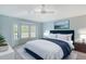 Spacious bedroom with bay window and ceiling fan at 6723 Approach Rd # 35, Sarasota, FL 34238