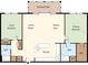 Two-bedroom, two-bath floor plan with screened patio at 800 Benjamin Franklin Dr # 202, Sarasota, FL 34236
