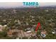 Aerial view showing home's location near Tampa skyline at 1317 E Osborne Ave, Tampa, FL 33603