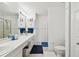 Clean bathroom with double vanity and shower at 2906 Captains Ct, Palmetto, FL 34221