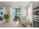 Kitchen with sliding glass doors leading to a patio and water view at 4947 Surfside Cir, Bradenton, FL 34211