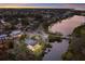 Bird's eye view of the house, highlighting its waterfront setting at 543 Hillcrest Dr, Bradenton, FL 34209
