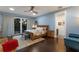 Main bedroom with wood flooring and access to bathroom at 543 Hillcrest Dr, Bradenton, FL 34209