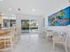 Modern kitchen with a breakfast bar and a view to the pool area at 5560 Shadow Lawn Dr, Sarasota, FL 34242