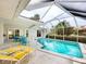 Inviting pool area with covered patio and lounge chairs at 5560 Shadow Lawn Dr, Sarasota, FL 34242