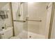 Clean shower with grab bars and glass enclosure at 8750 Olde Hickory Ave # 9205, Sarasota, FL 34238