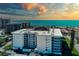 Aerial view of Lido Towers, oceanfront location at 1001 Benjamin Franklin Dr # 110, Sarasota, FL 34236