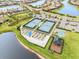 Aerial view of community amenities including tennis courts, pickleball courts, playground, and community garden at 19066 Mangieri St, Venice, FL 34293