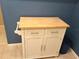 White kitchen island with butcher block top at 3756 Lake Bayshore # 509, Bradenton, FL 34205