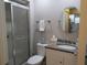 Bathroom with toilet, vanity, and shower stall at 376 Oak Hill Dr # 36, Sarasota, FL 34232