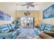 Relaxing living room with blue leather recliners and coastal art at 755 Village Cir # 203, Venice, FL 34292