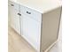 Kitchen island with gray shaker cabinets and quartz countertop at 10607 3Rd St, Thonotosassa, FL 33592