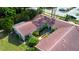 Aerial view showcasing a two-unit building with a shared courtyard at 2291 Pueblo Ln # V46, Sarasota, FL 34231