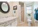 Clean bathroom with shower, toilet and vanity at 4515 Falcon Ridge Dr, Sarasota, FL 34233