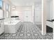 Elegant bathroom features a soaking tub, walk-in shower, and patterned tile floor at 1012 Fernleaf Run, Bradenton, FL 34212