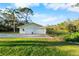 Detached two car garage in a sunny backyard with lush landscaping at 3501 Sunbeam Dr, Sarasota, FL 34240