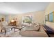 Well-lit living room featuring comfortable seating, a piano, and a bay window with natural light at 3501 Sunbeam Dr, Sarasota, FL 34240