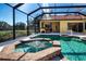 Octagonal spa with water feature and screened enclosure at 3716 Eagle Hammock Dr, Sarasota, FL 34240