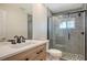 Modern bathroom with gray tile shower and vanity at 4009 Catalina Dr # 178, Bradenton, FL 34210