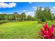 Large grassy backyard with mature trees at 4653 Royal Dornoch Cir, Bradenton, FL 34211