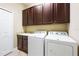 Laundry room with washer, dryer, cabinets, and granite countertop at 4653 Royal Dornoch Cir, Bradenton, FL 34211