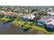 Aerial view showcasing houses near a canal with backyard pools and tropical foliage at 4821 Hanging Moss Ln, Sarasota, FL 34238