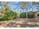 Brick walkway to front door, surrounded by lush tropical plants at 4857 Primrose Path, Sarasota, FL 34242