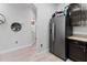 Stainless steel refrigerator in a modern kitchen at 5715 Spanish Point Ct, Palmetto, FL 34221