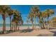 Scenic beach view with lush palm trees and clear blue water at 777 N Manasota Key Rd, Englewood, FL 34223