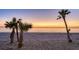 Peaceful beach scene at sunset, palm trees in foreground at 777 N Manasota Key Rd, Englewood, FL 34223